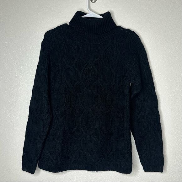 Lauren Ralph Lauren Black Thick Knit Turtleneck Sweater Small - Picture 1 of 4